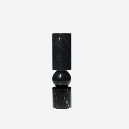 FULCRUM CANDLESTICK SMALL BLACK MARBLE | The Room Living