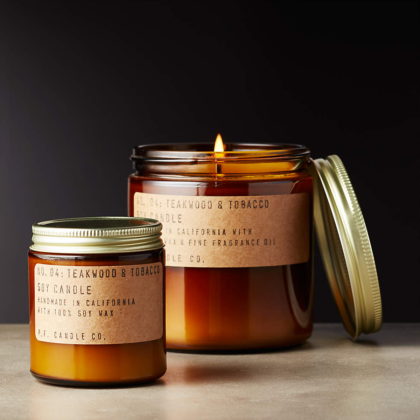 LARGE CANDLE – TEAKWOOD & TOBACCO | The Room Living